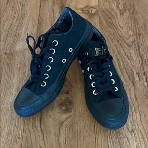 Black and gold converse shoes